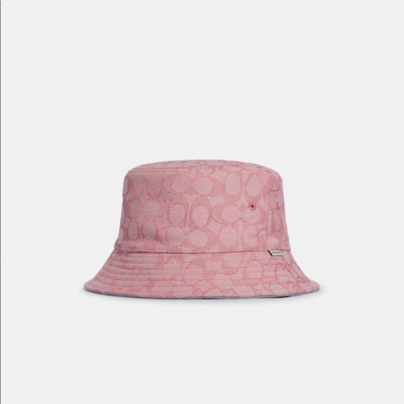 Coach Reversible Bucket Hat in Signature Jacquard in Pink/Blue - Picture 1 of 3
